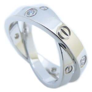 CARTIER Silver Diamond Love Ring #50